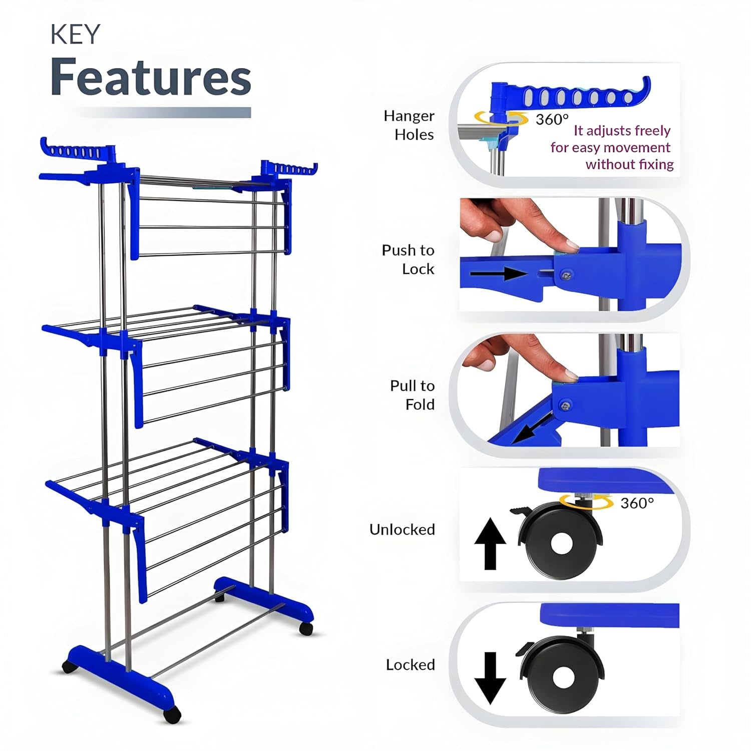 Foldable Stainless Steel Clothes Drying Stand Rack Foldable Stainless Steel Clothes Drying Stand Rack